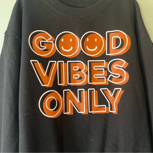 🌼 5/$25 Wonder Nation Kids Black “Good Vibes Only” Graphic Sweatshirt L (10-12) - Picture 2 of 11